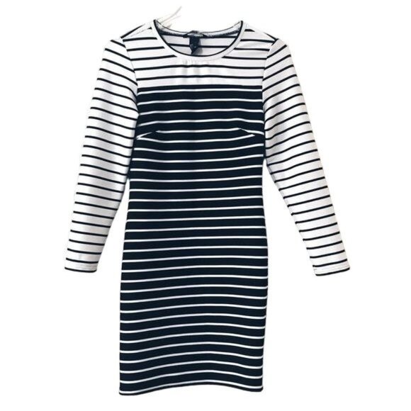 H&M Textured Ribbed Knit Horizontal Striped Color Block Dress Size Small - Picture 1 of 5